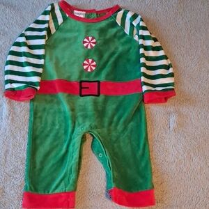 Green and Red Striped Baby Onesie